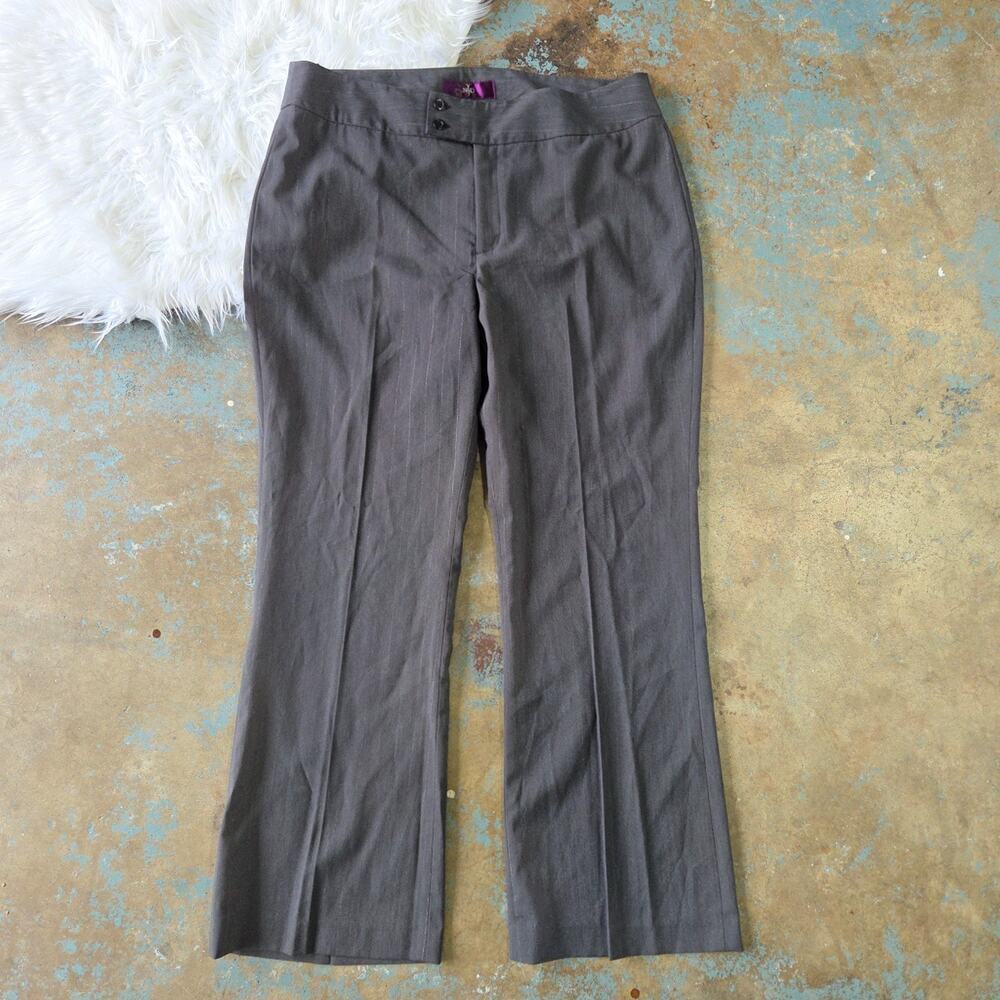 NYDJ Pinstripe Dress Pants Size 16W Gray Metallic Stripe Boot Cut Slimming